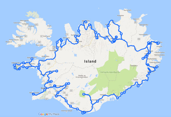 Island - Reiseroute
